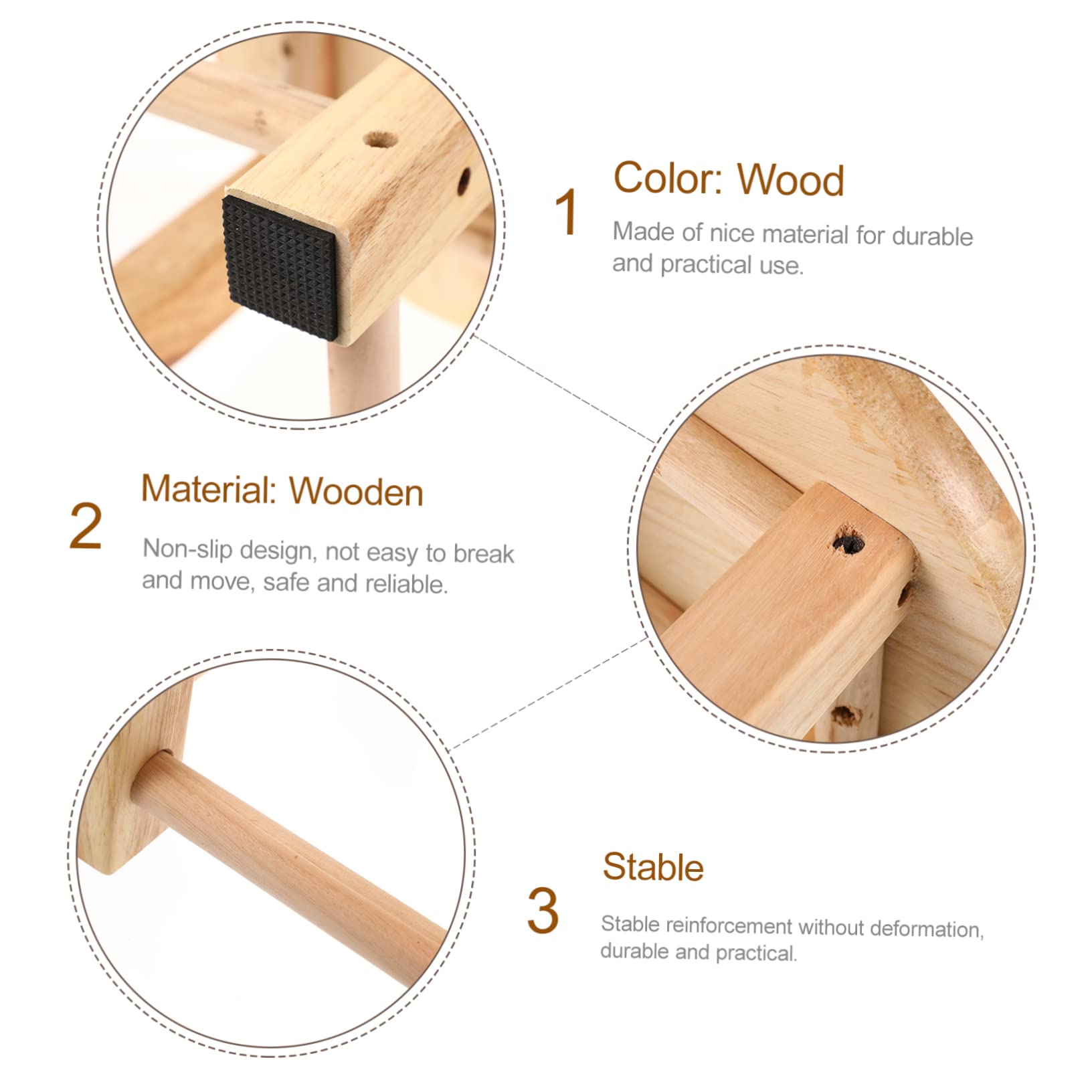 Garneck 25x25cm Mini Wooden Stool for Bathroom Squatting Toilet Stool Anti-Slip Footstool