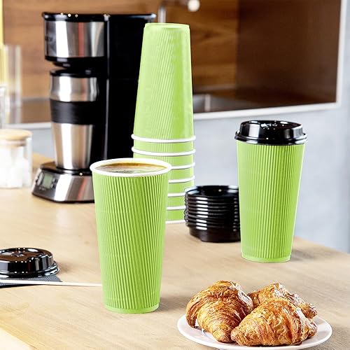 Miniatura 3 de Restaurantware Tazas de café con aislamiento ondulado de 20 onzas, 250 tazas de café corrugado de doble pared, tapas a juego se venden por separado,