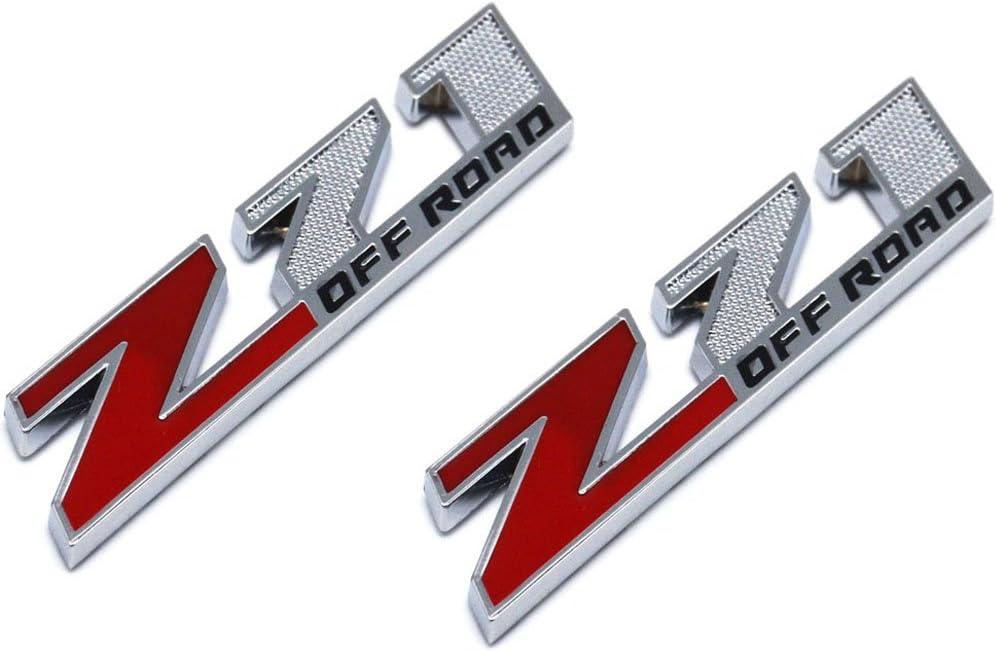 Aimoll 2pcs (Small Size) Z71 Off Road Emblems,3D Aolly Decal Emblems for GMC Chevy Silverado Sierra Suburban Colorado. (Chrome Red)