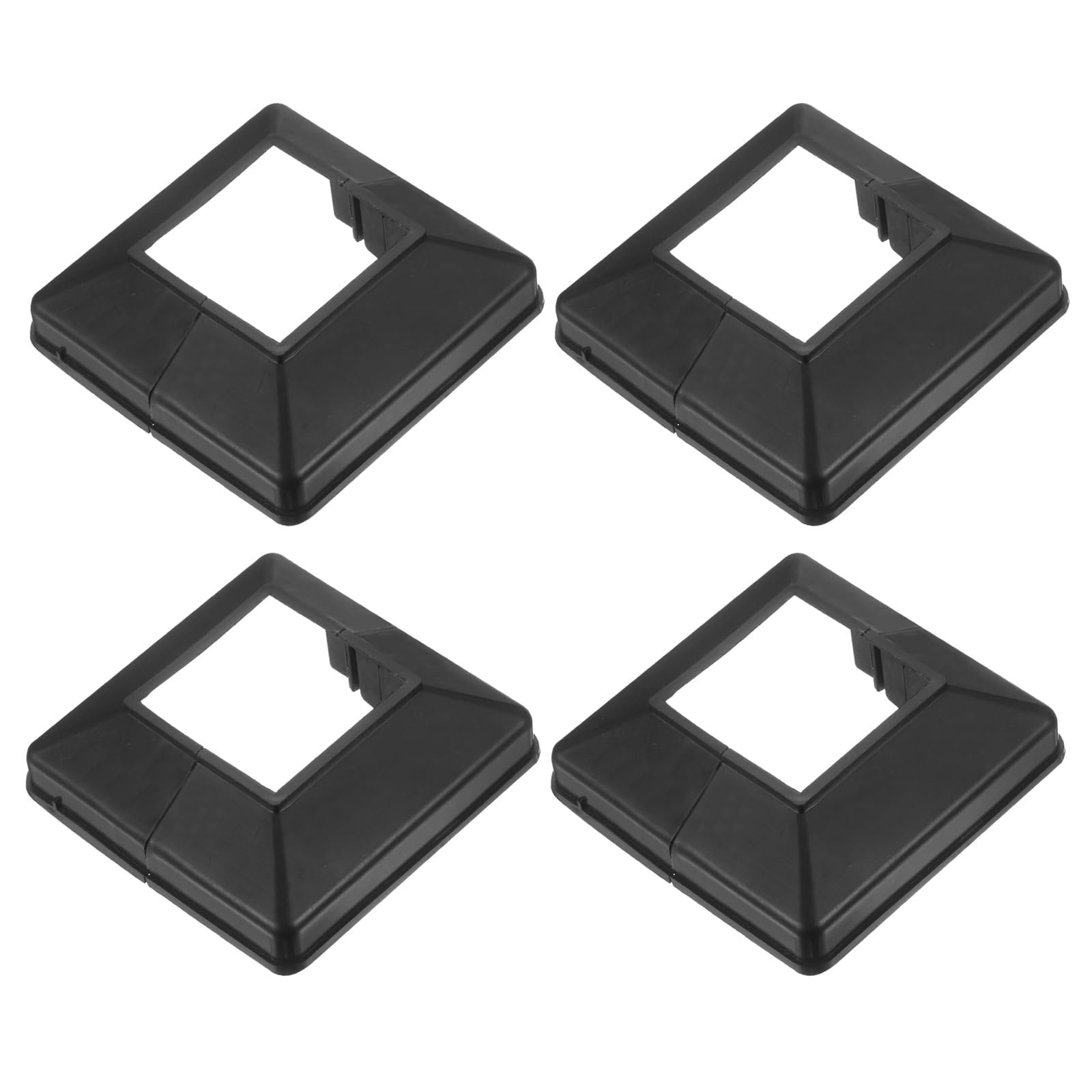 PATIKIL 4 Pack Fence Post Skirt, 2 x 2 Inch Square Split Style Deck Post Base Cover Plastic Flange Base Shoe for Railings Fence Stair Railing Porch Patios, Black