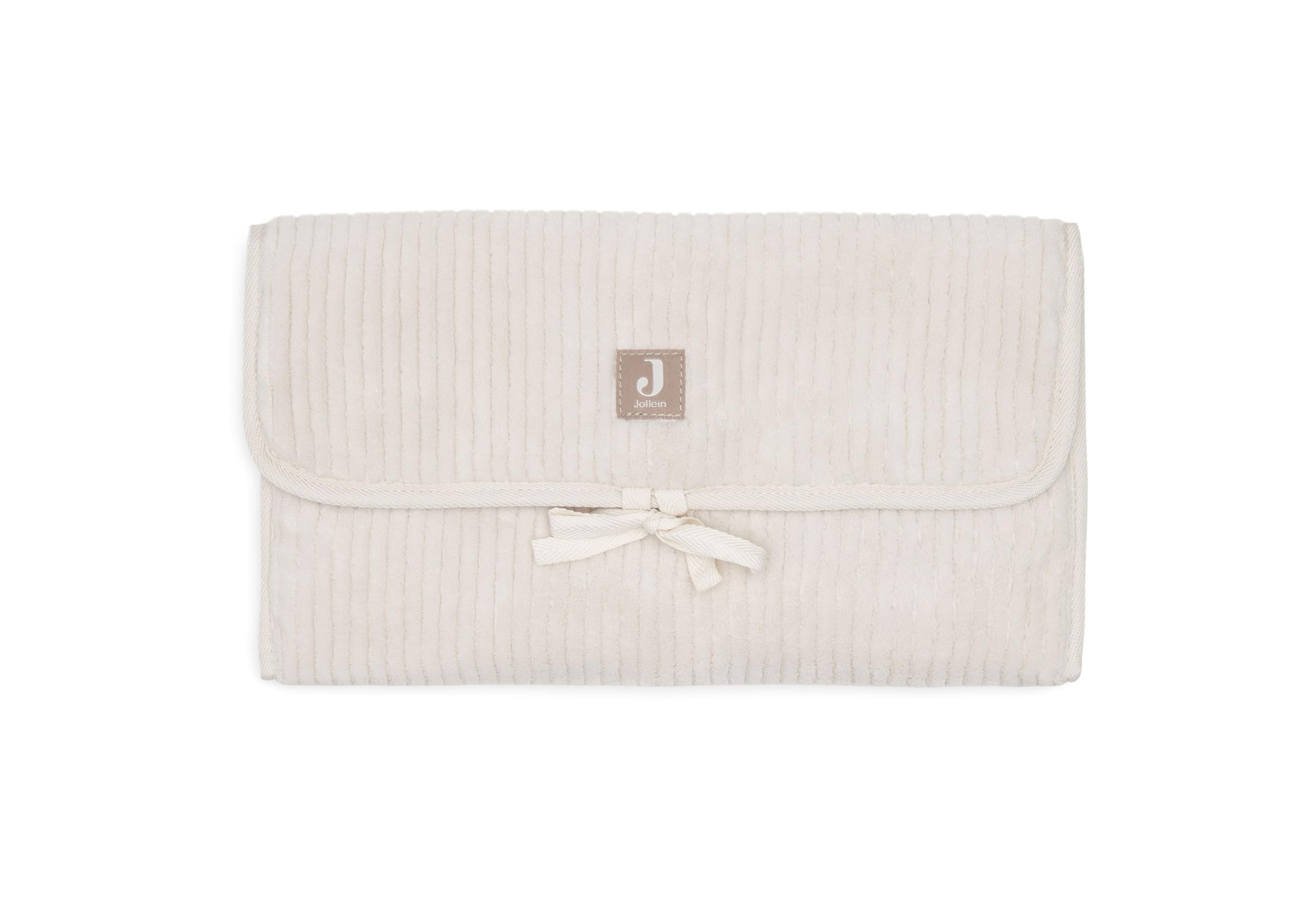 Jollein Matelas à Langer Nomade Cloudy Rib - Oatmeal - Avec Poches et Nœud - Doux et Nettoyable - Tapis à Langer Nomade Idéal pour les Sorties - 71x50 cm