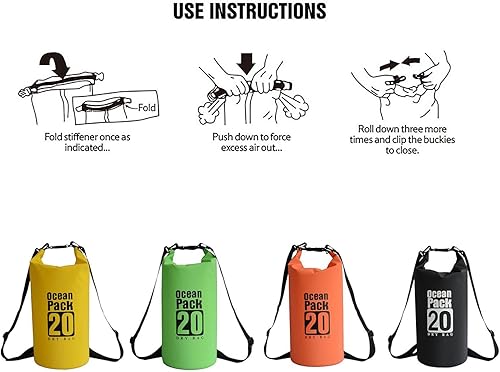 Miniatura 3 de Bolsa seca flotante impermeable de 5L10L15L20L para mujer, ligera y pequeña bolsa impermeable mochila para kayak, canotaje, camping, senderismo,