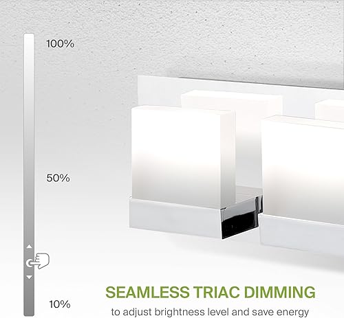 Miniatura 7 de ASD 4 luces LED de 24 pulgadas para tocador de baño, moderna, regulable, 23 W, 3000 K-5000 K, luces de tocador ajustables hacia arriba y hacia