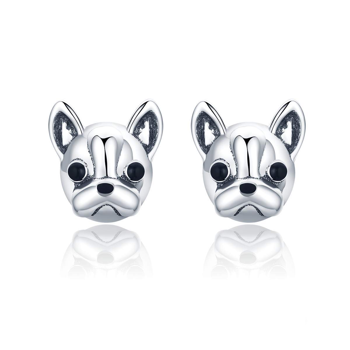 Clous d'oreilles bouledogue français en argent 925 - 7