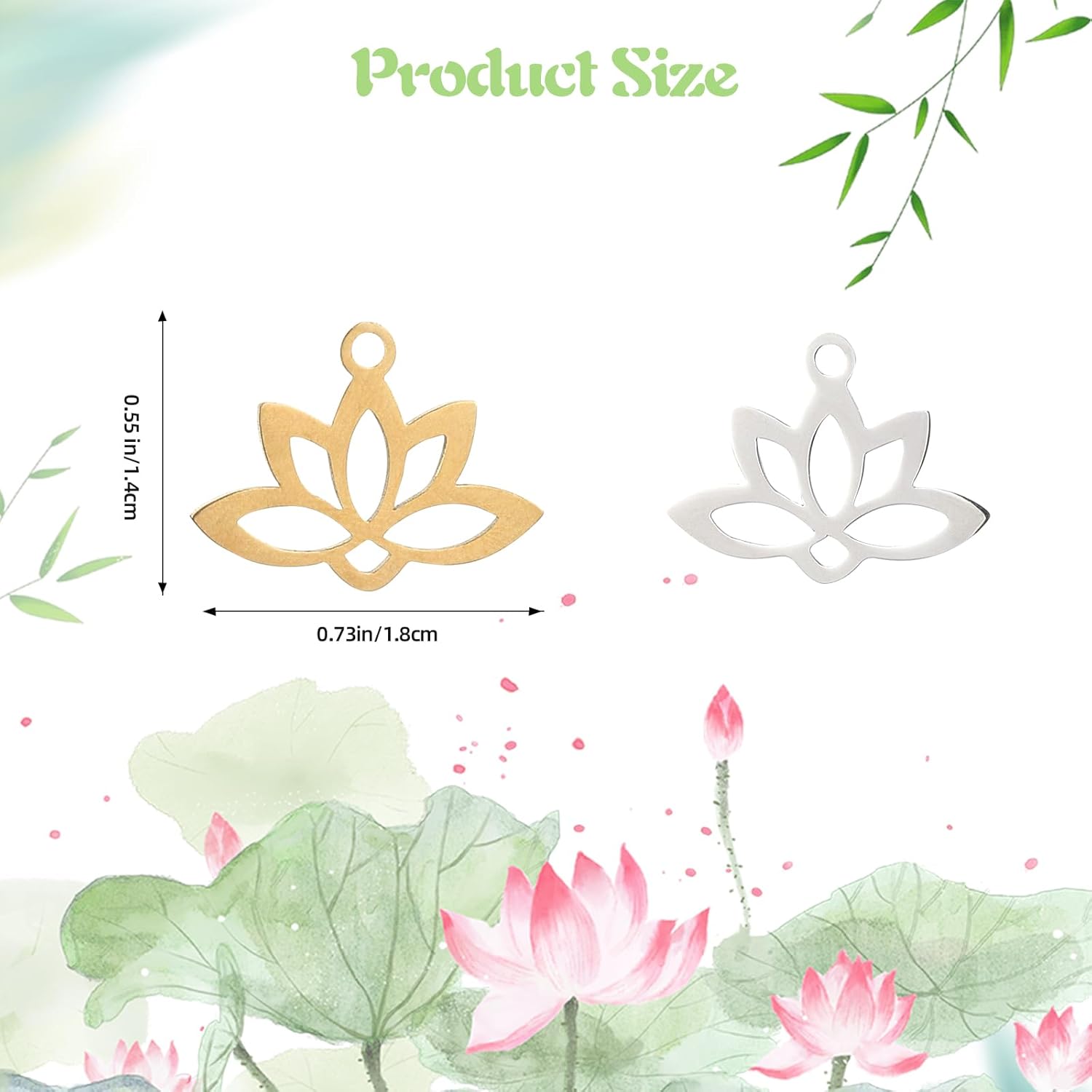 30 Pcs Stainless Steel Lotus Charm Pendants Yoga Lotus Flower Hollow CharmsMetal Charms for Jewelry Necklace Bracelet Earrings Making DIY Crafts Supplies - Image 2