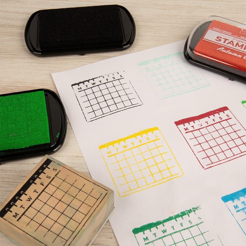 Craft County Pigment Ink Stamp Pad – Refillable Ink Pad in 15+ Colors – Raised Edges for Larger Stamps – Forest Green