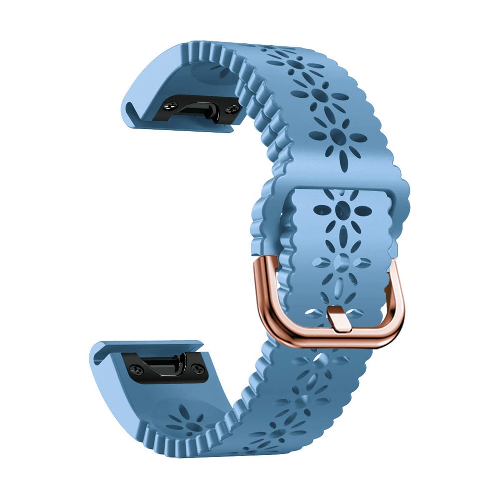 20mm Silicone Rose Gold Buckle Quickfit Watch Band Straps For Garmin Fenix 7S 6S Pro 5S Plus Smartwatch Bracelet Mk2S instinct 2S Sport Wristband (Color : Lace Light Blue, Size : 20mm D2 Delt