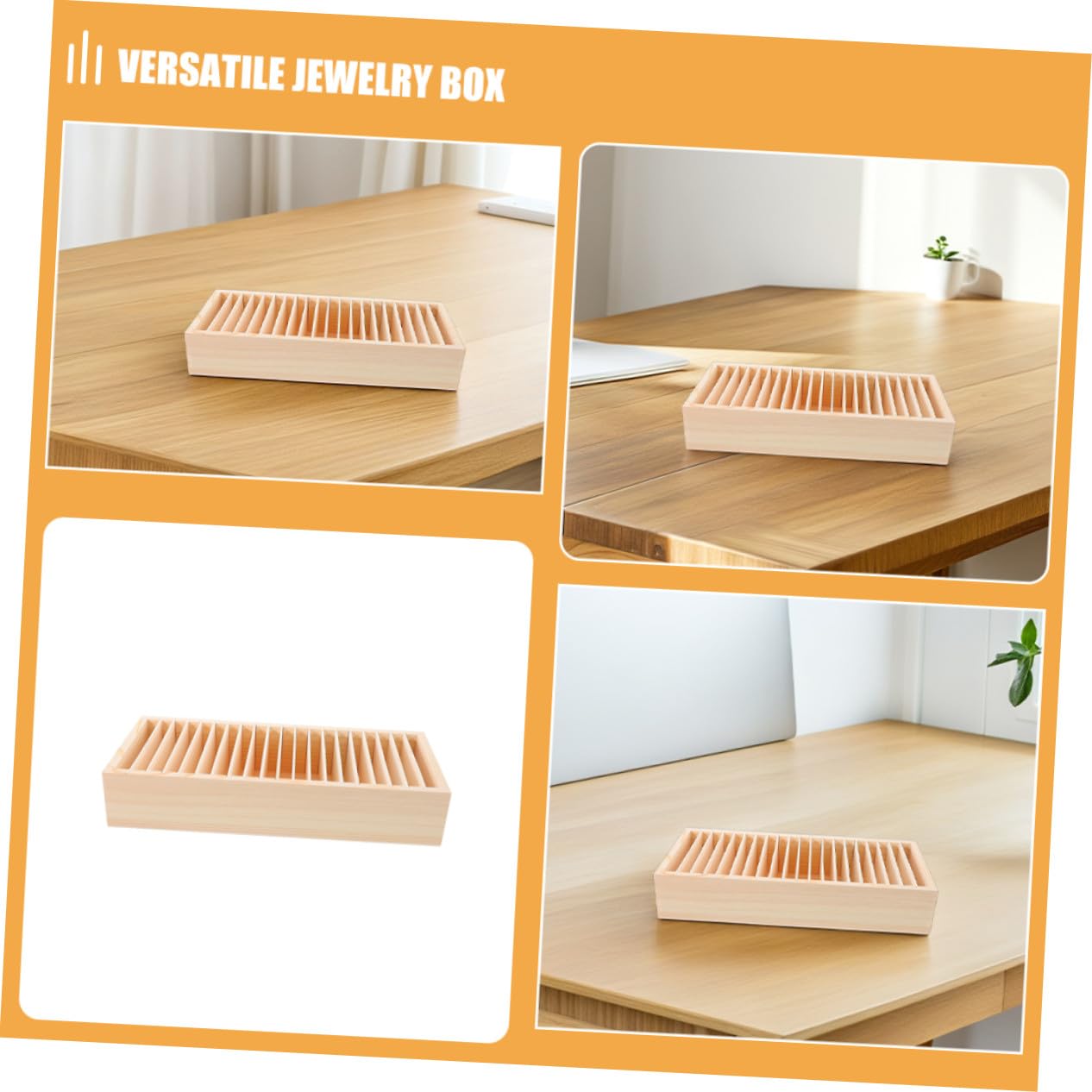 Homoyoyo Holz Karten Organizerbox 2 Stück mit Mehreren Fächern Beige