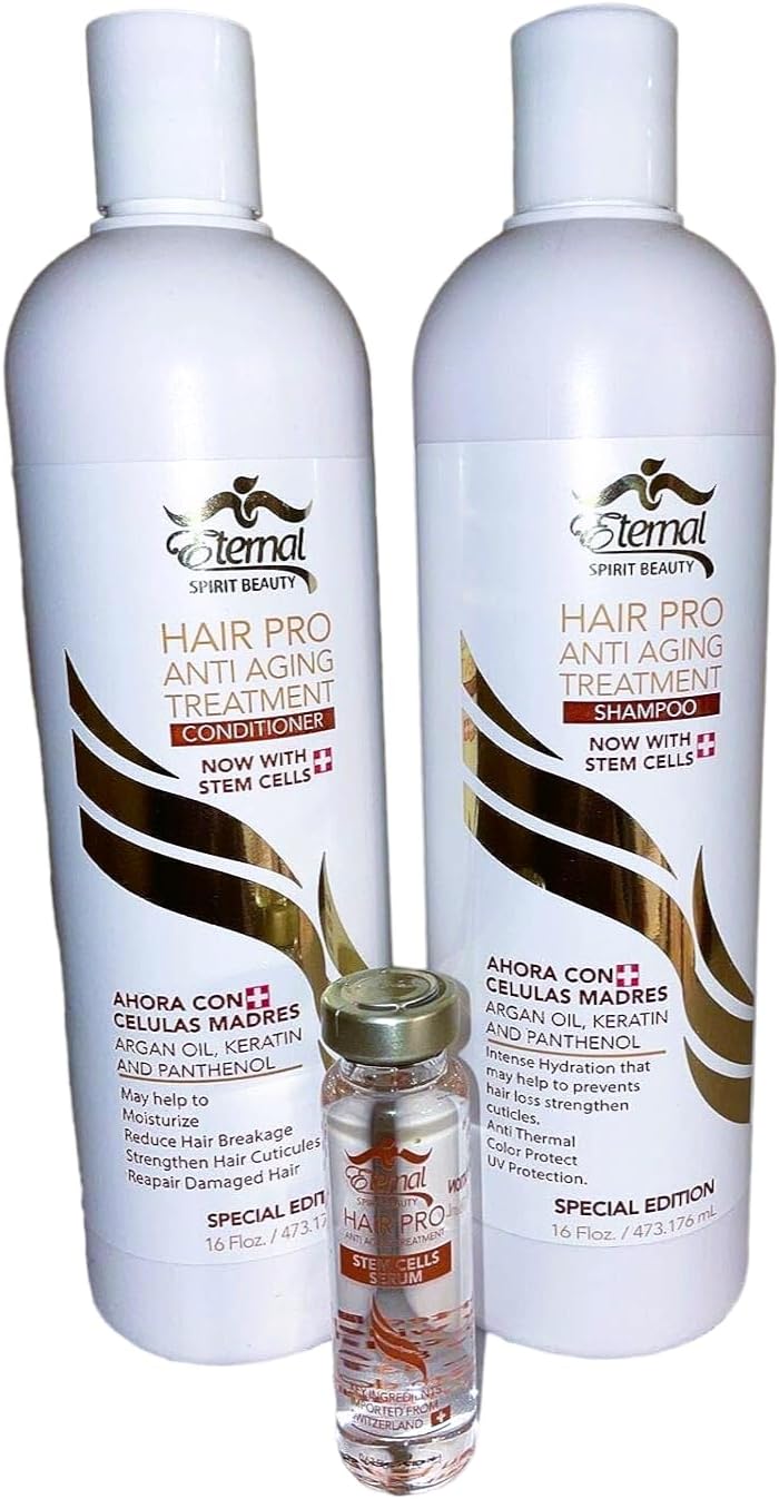 Eternal Hair Pro Anti Aging Treatment Shampoo and Conditioner Stem Cells Serum