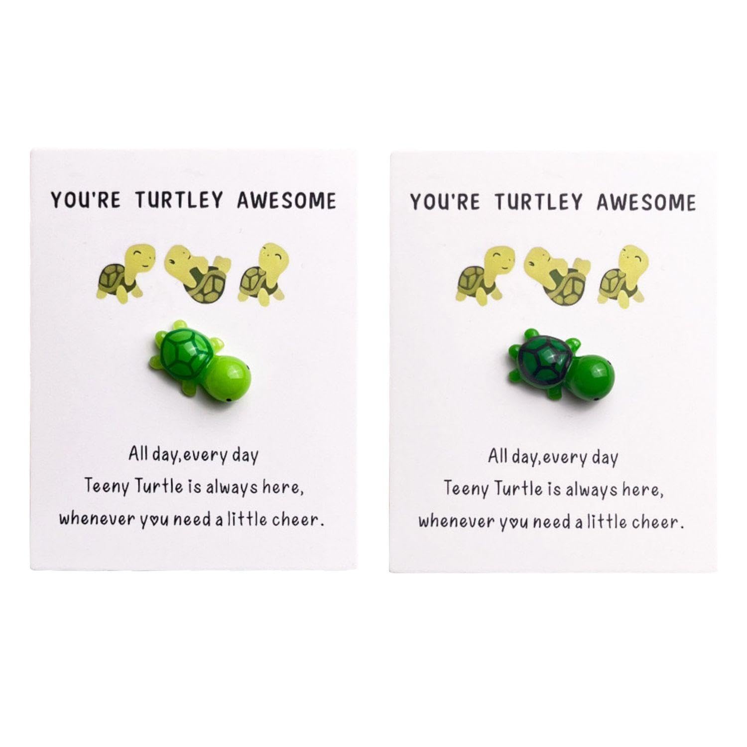 WUFGWBD 2 Pieces Small Turtle Decorations With Cards, Friendship Gifts, Cute Mini Decorations, Creative Decorations