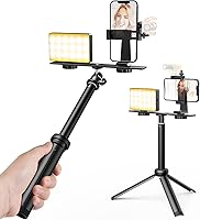 Vista 1 de Pixel Luz de video de bolsillo, batería recargable incorporada de 3000 mAh, trípode y parche magnético para grabación de video del teléfono