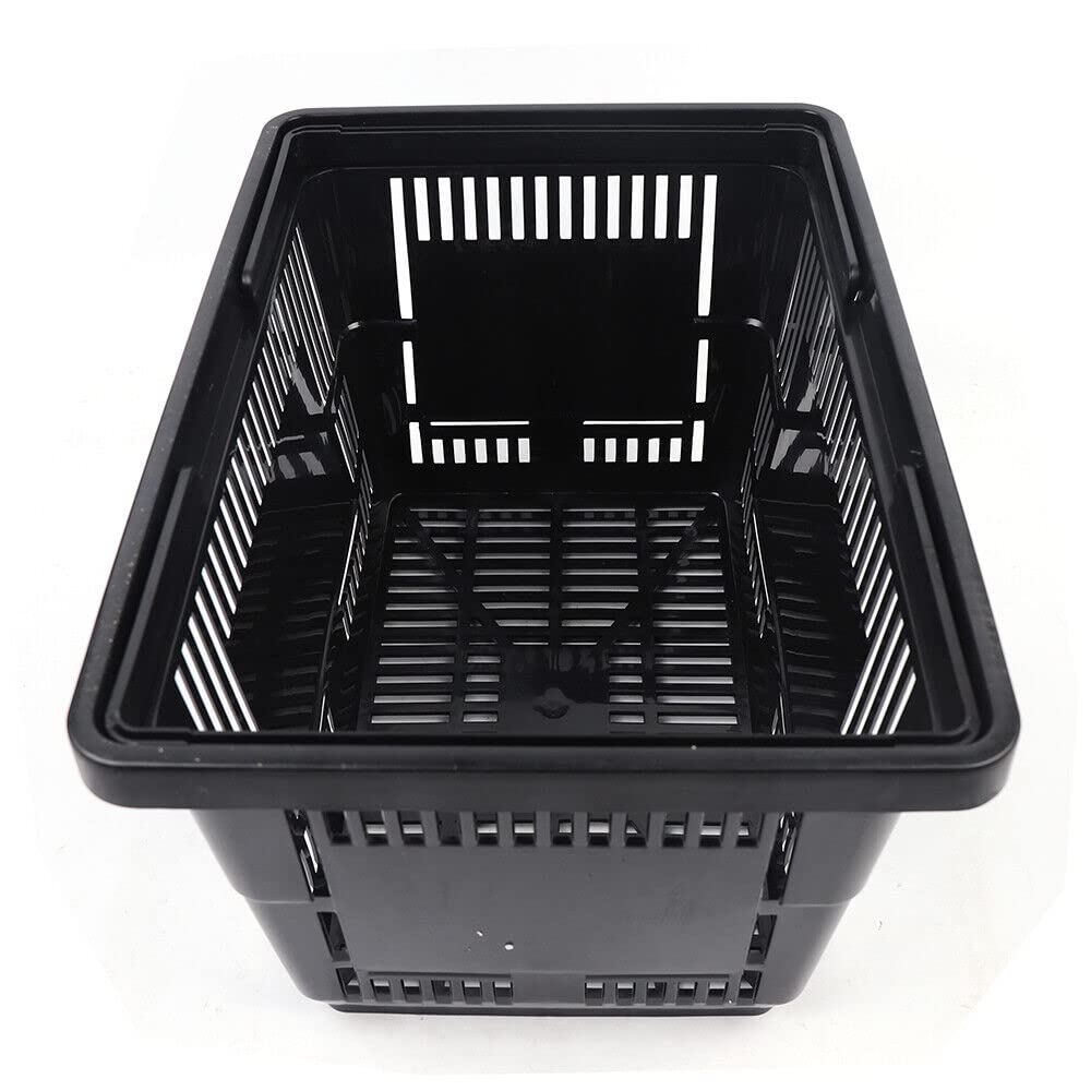 12 Stück Einkaufskorb Kunststoff 28L Kunststoffkorb Körbe Stapelbar Plastikkorb Tragekorb Stabil Handkorb Schwarz 48x33x26cm
