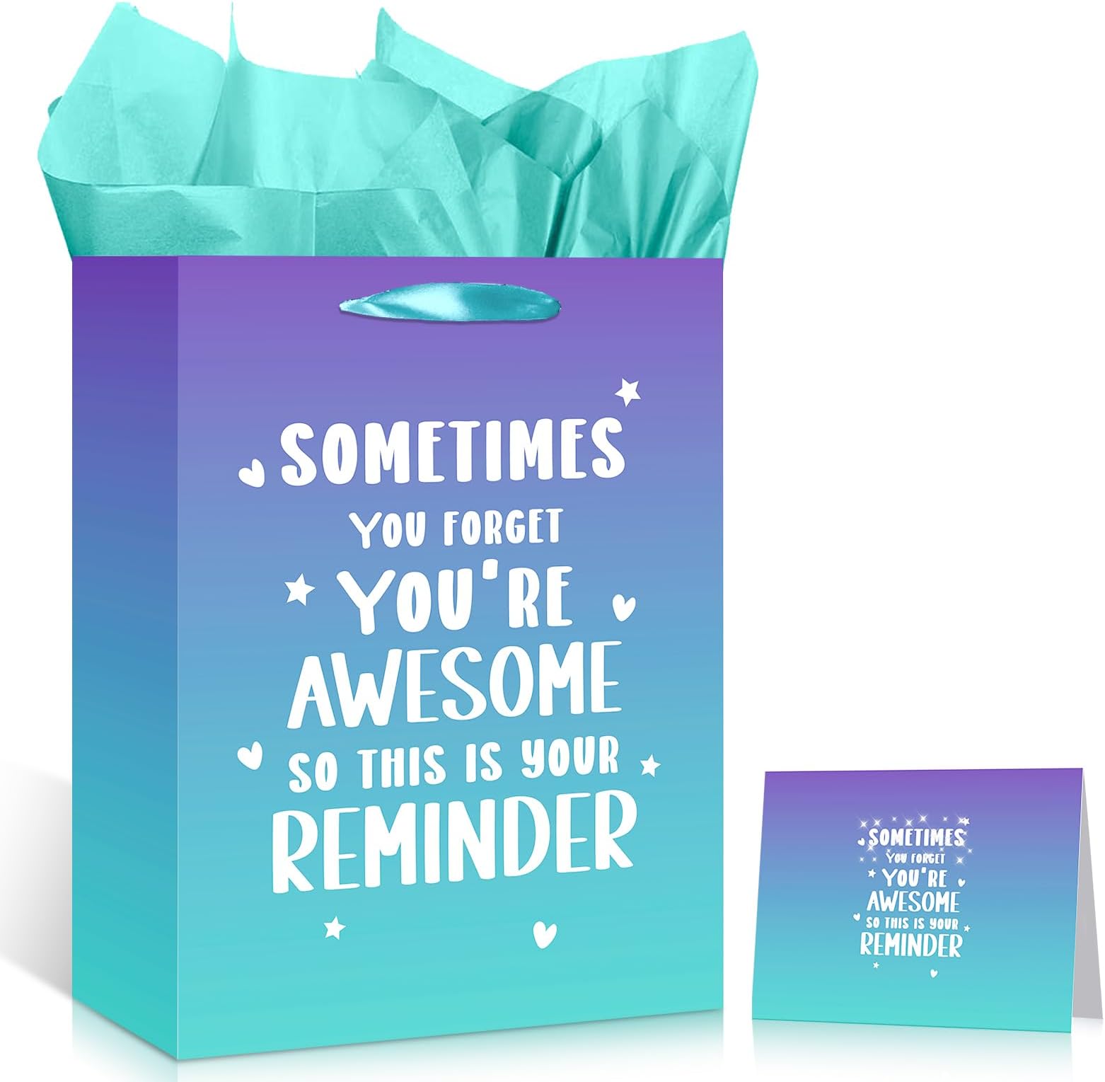 13'' Appreciation Gift Bag Reminder Gift Bag Thank You Gift Bag with Tissue Paper and Greeting Card Inspirational Gift Bag for Employee Teacher Men Women Staff Father's Day Birthday Retirement, blue