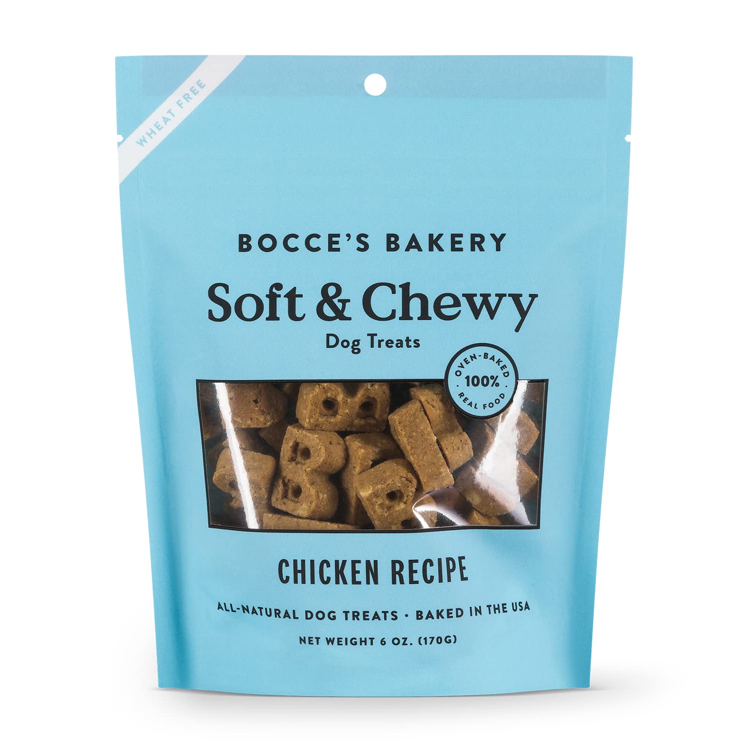Bocce’s Bakery Oven Baked Chicken Recipe Treats for Dogs, Wheat-Free Everyday Dog Treats, Made with Real Ingredients, Baked in The USA, All-Natural Soft & Chewy Cookies, Chicken, 6 oz
