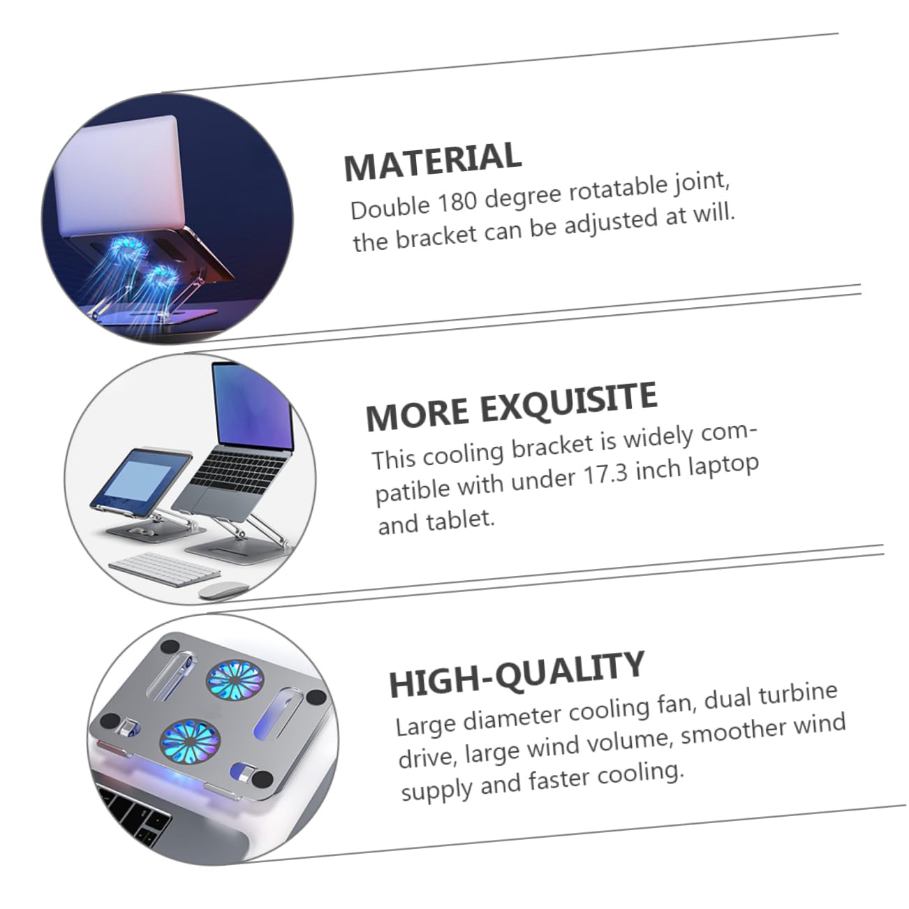 POPETPOP Support Réglable Aluminium pour Ordinateur Portable avec Ventilateurs Doubles Refroidisseur Ventilé pour Laptop Jusqu à Support Antidérapant et Robuste Aluminium Alloy