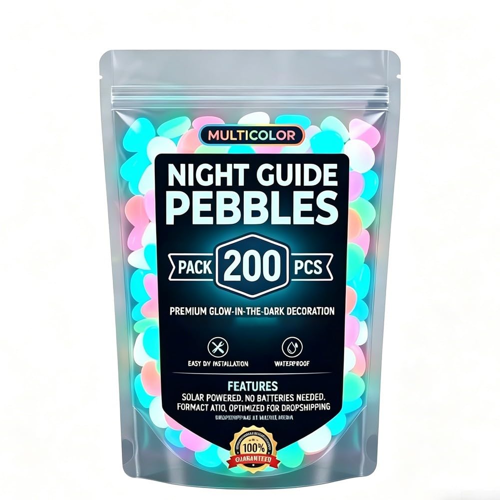 Pietre luminose da giardino ad energia solare con costruzione in resina impermeabile per vialetti e decorazioni da cortile, ciottoli fosforescenti (colorati 200 pezzi)