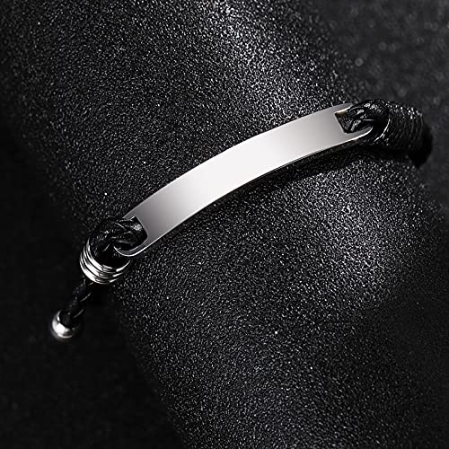Personalized Custom Bracelet For Men - Mens Leather Engraved Bracelet, Adjustable Mens Braided Leather Id Bracelet, Handmade Gifts For Oneself, Friends And Relatives. #TOP4