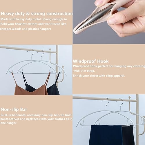 Miniatura 4 de Cocomaya Paquete de 20 perchas de metal con revestimiento de goma antideslizante de 16.5 pulgadas, color blanco, sin protuberancias, para colgar