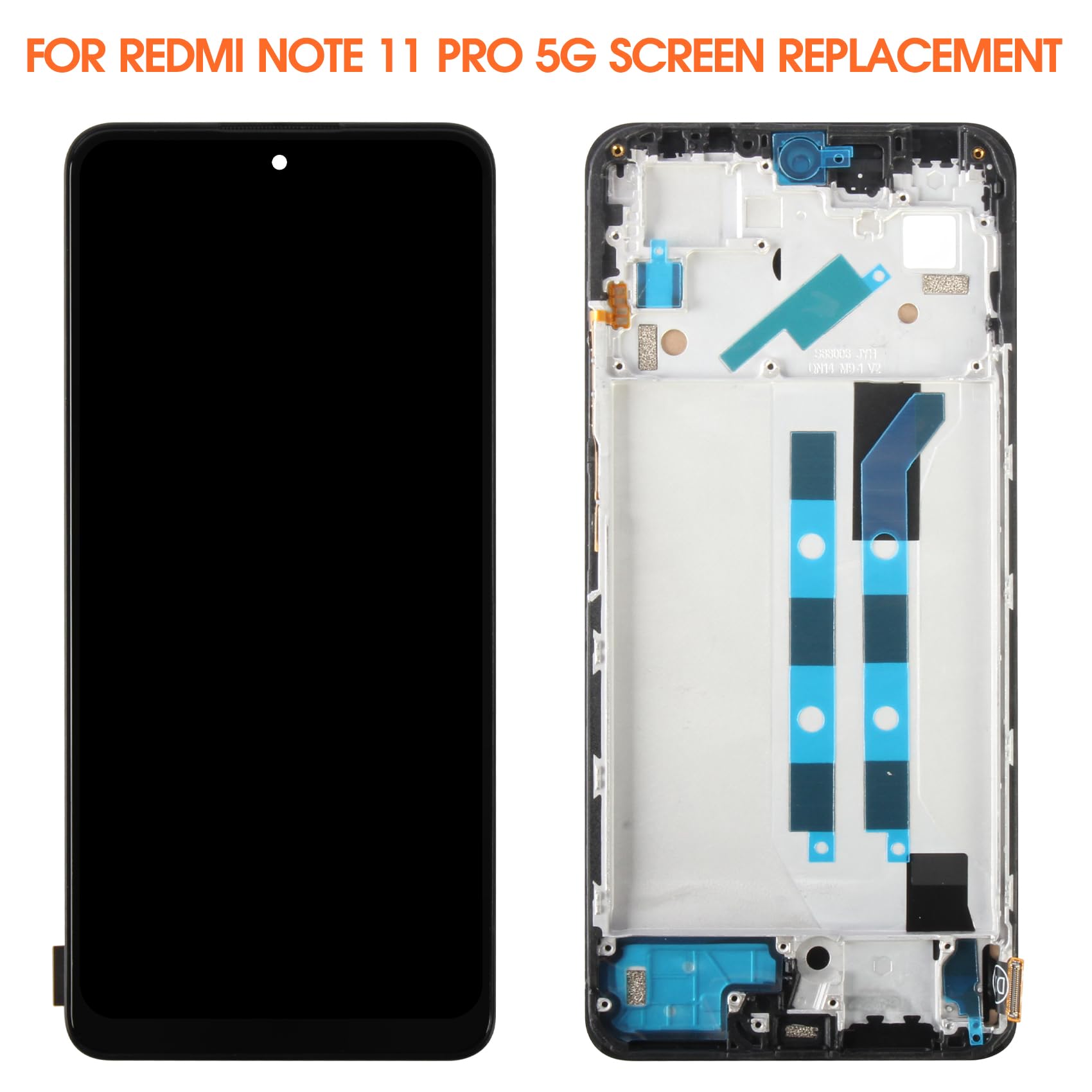 AGCUT LCD Display per Xiaomi Redmi Note 11 PRO LCD Schermo per Xiaomi Redmi Note 11 PRO 5G Display 2201116TG 21091116I Touch Screen Digitizer Assembly con Riparazione Strumenti, Nero con Telaio