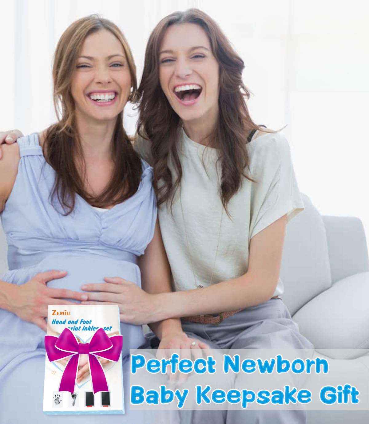 2-Pack Large Clean-Touch Ink Pads, Baby Handprints and Footprints for 0-18 Months, Inkless Hand and Footprint Kit,Baby Print,DIY Newborn Keepsake Gifts,Cat/Dog Paw Print Kit-Light Blue