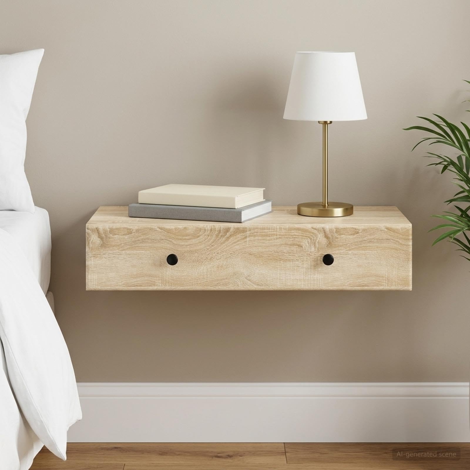 Tavolino a Parete Rovere Sonoma 87,5 x 34,5 x 17 cm con Cassetto