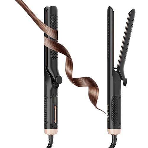 2-in-1 Hair Straightener and Curler, 360° Cool Airflow, 20 Million Negative Ions, LCD Display, 3 Temperature Settings, Anti-Scald, Dual Voltage, Women Gifts, for Women Short Hair Dual for Travel