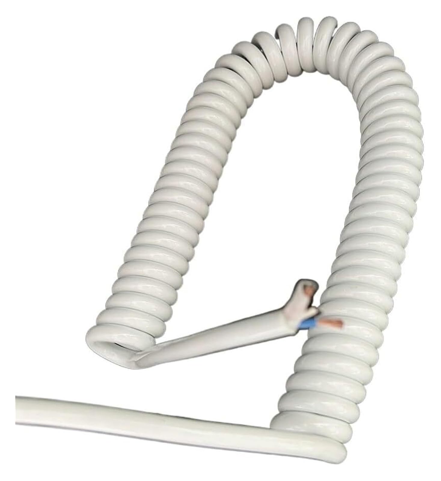 Kabel telefoniczny Przewód zasilający spiralny, elastyczny, sprężynowy, 2-żyłowy, kwadratowy, 2,5 mm, zwijany, sprężynowy, długość 2,5 metra, 5 metrów, 7,5 metra(White,Stretch 2.5 meter)
