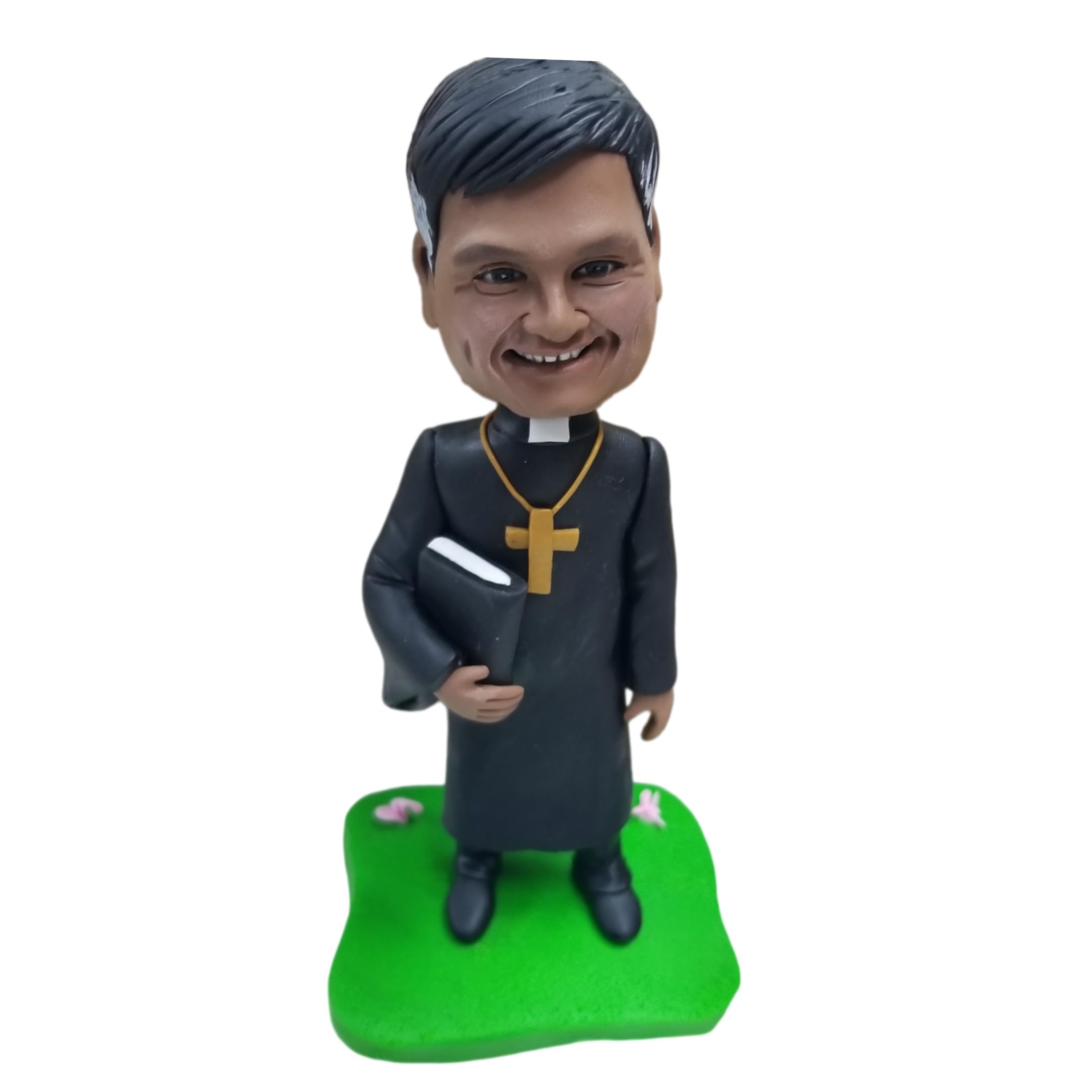 Figura 3D personalizada Bobblehead de foto Bobbleheads masculino sacerdote religioso clero escultura decoración de escritorio regalos para pastores, ministros, personal de la iglesia