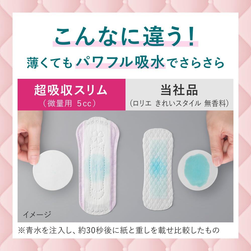 ロリエさらピュア吸水 超吸収スリム 10cc 72枚 無香料 (パンティライナー 吸水ケア 尿もれパッド) - 4