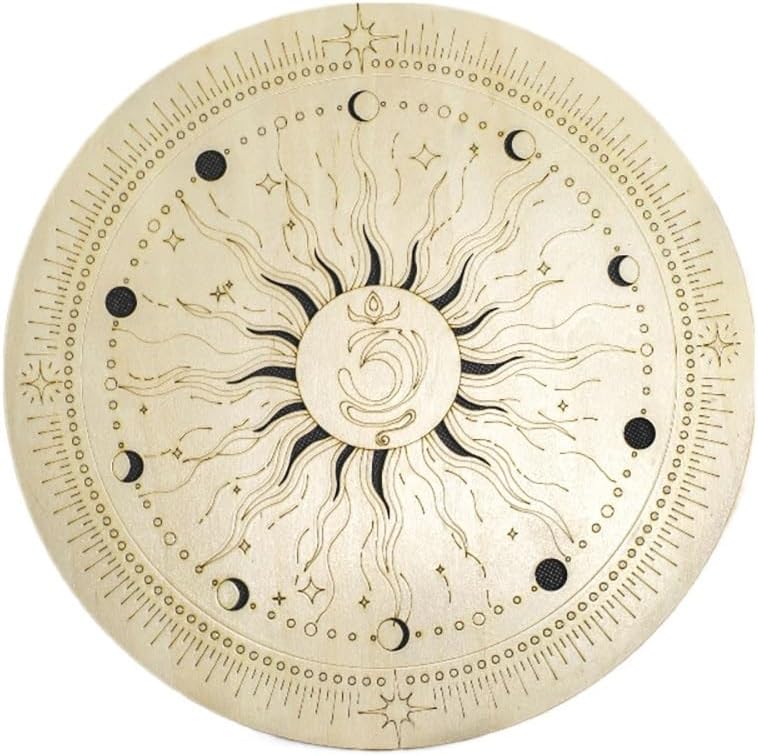 12 Inch Wooden Ocean Drum Rain Disk, Sun and moon pattern Stream Drum Rain Drum, Sound Healing Wave Drum, Gift For Yoga Meditation, Pleasant sound Release Pressure