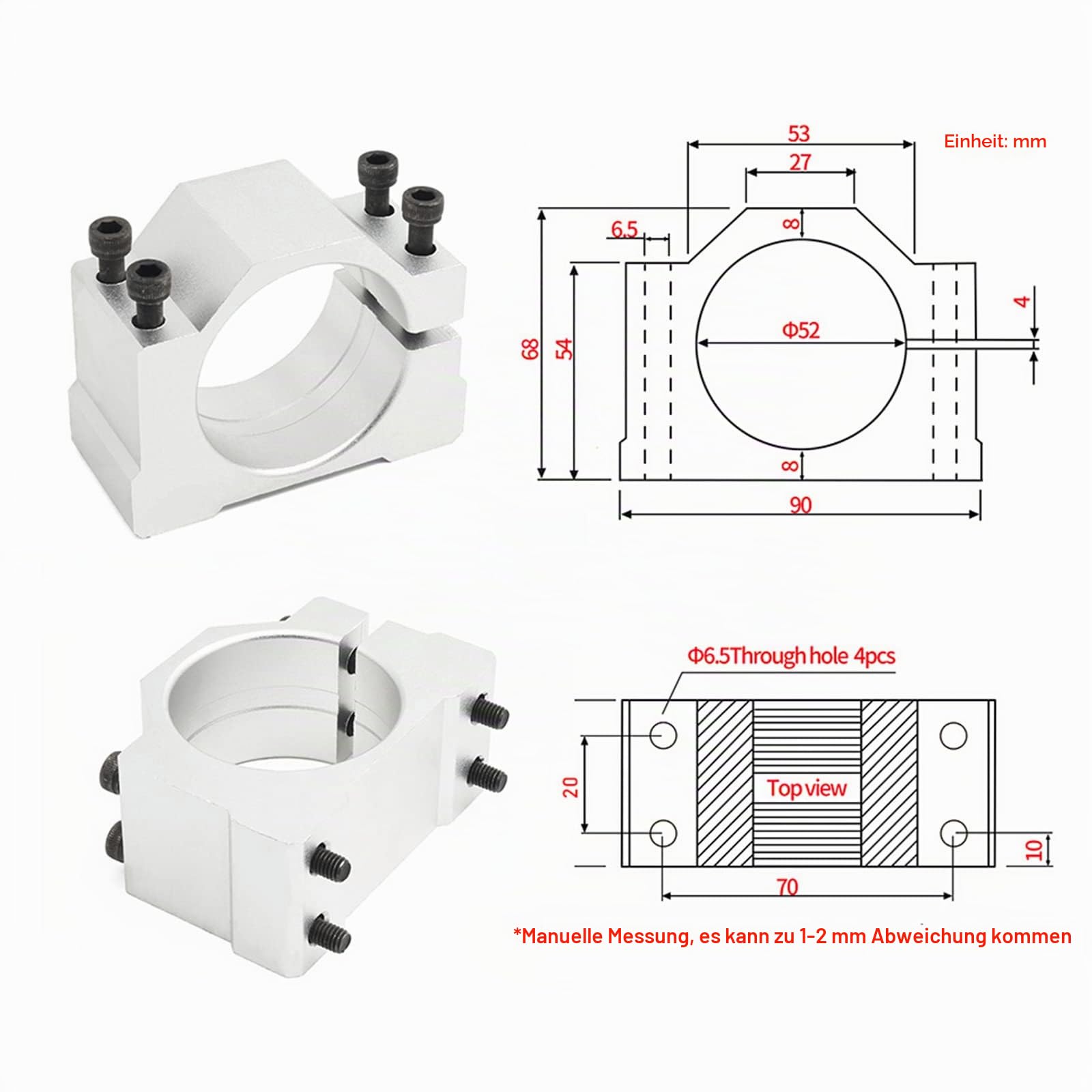 RATTMMOTOR 500W Luftkühlumg Spindelmotor Kit 0.5kW ER11 12000U/min Mini Spindelmotor und 220V PWM Drehzahlregler und 52mm Mount Halterung mit Schrauben für Gravieren