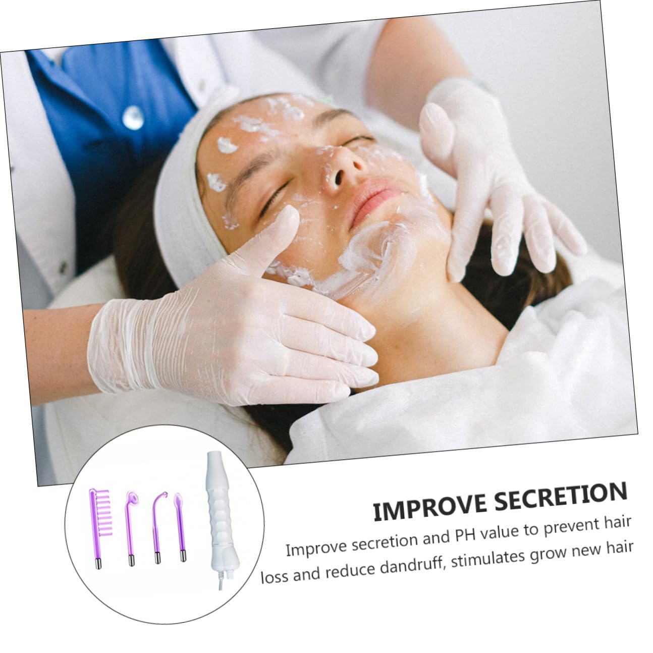 ERINGOGO Dispositivo Facial de Alta Frecuencia Tubo de Vidrio para Masajeador Facial Eléctrico Antiarrugas, Material Pp, Cabezales de Masaje Reemplazables, Uso en Cuidado Piel