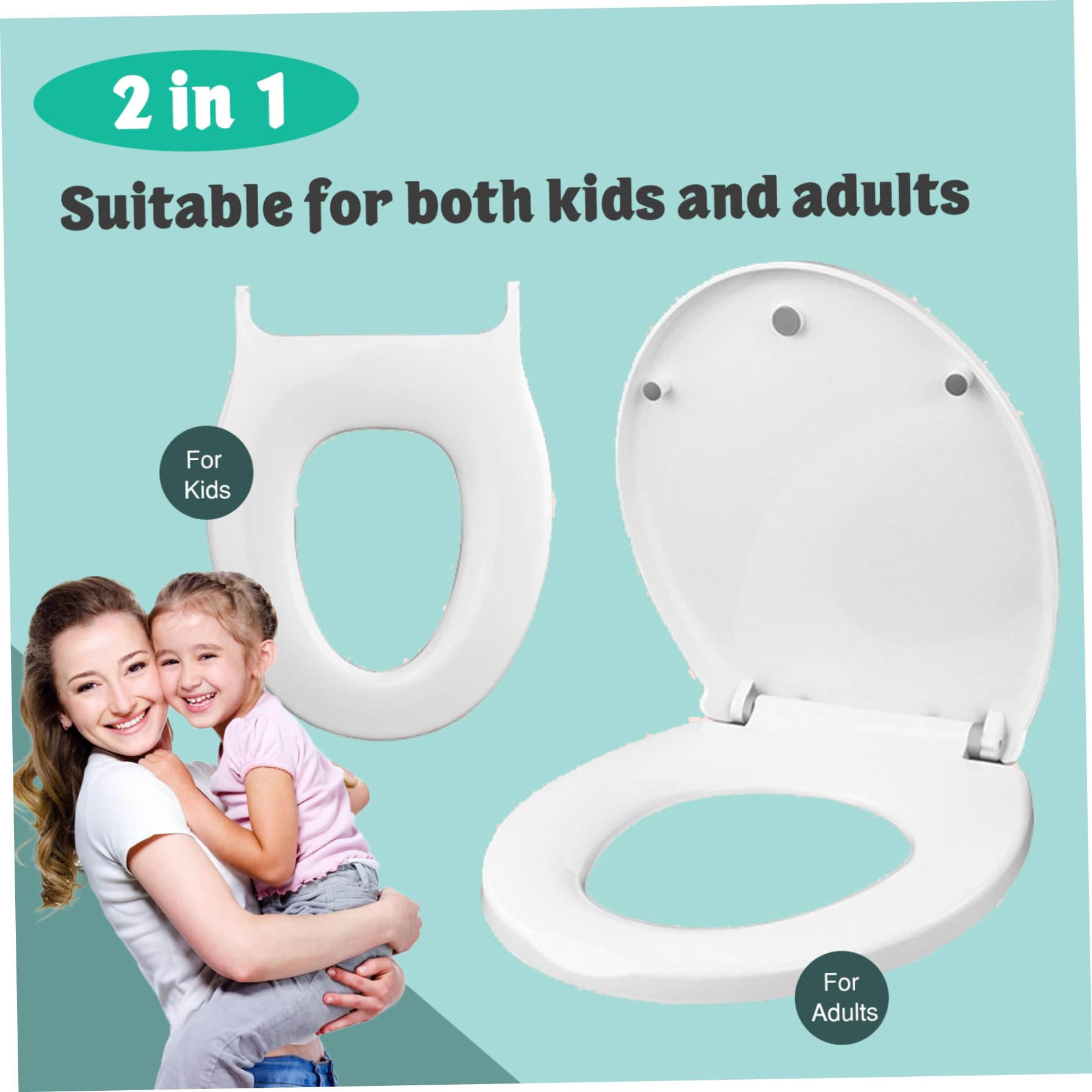 Familien-Toilettensitz, 2-in-1-Toilettensitz mit abnehmbarem integriertem Kinder-V-förmigem Sitz, Absenkautomatik für Kleinkinder und Erwachsene, Kinder