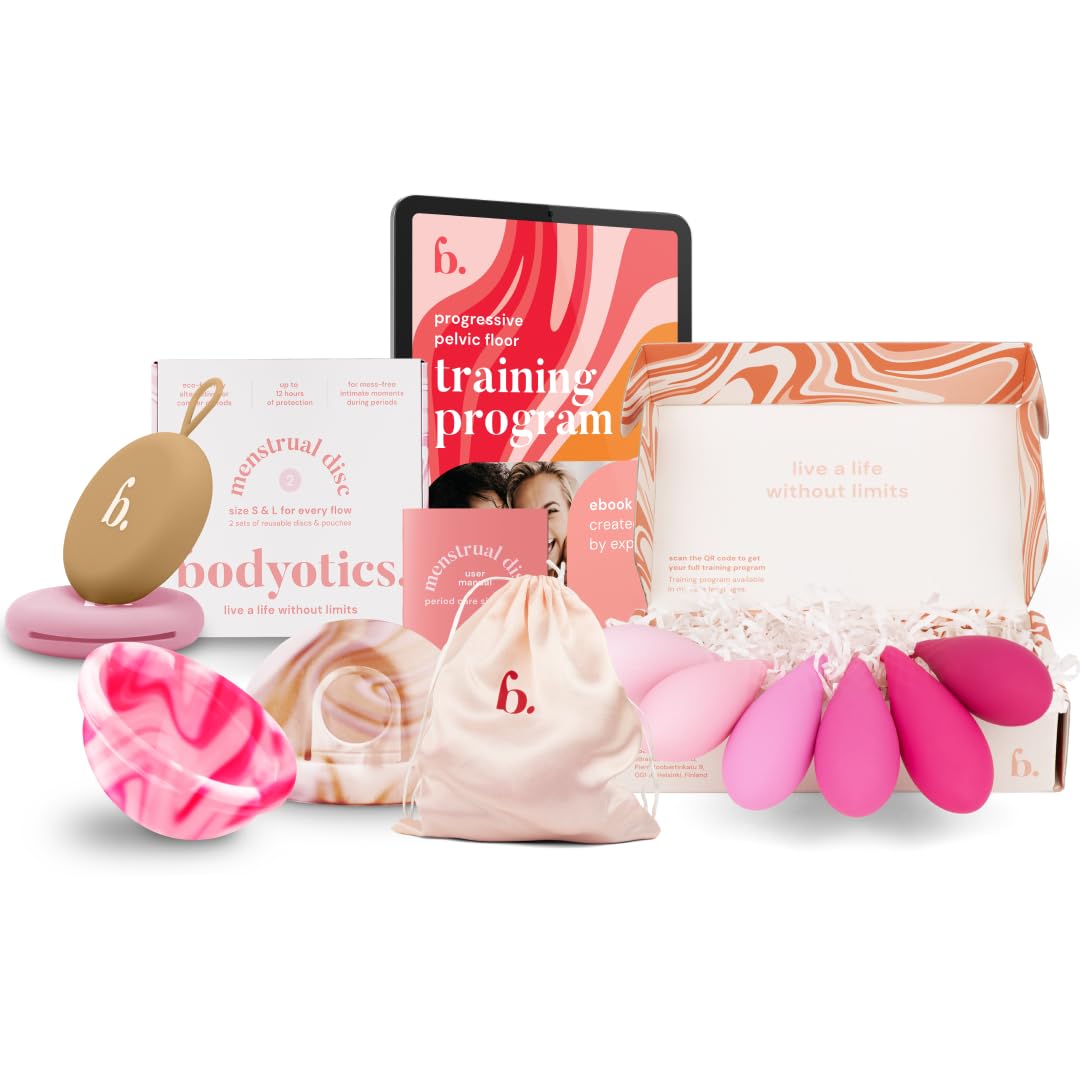 Reusable Menstrual Disc - Wear Up to 12 Hours - Sustainable Alternative to Cups, Tampons, and Pads - Leak-Proof for Light or Heavy Flows - Small & Large Sizes (Beige & Light Pink)