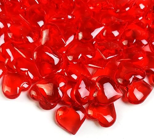 Miniatura 7 de 130 gemas de cristal acrílico rojo en forma de corazón para rellenos de jarrones, dispersos de mesa, día de San Valentín, centros de mesa de boda,