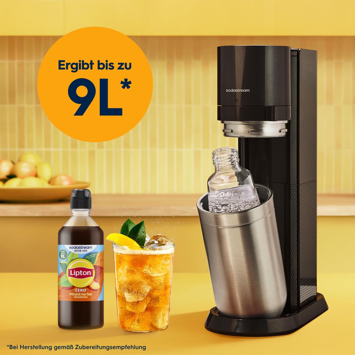 Sodastream drink mix Lipton Zero Pfirsich Ice Tea – zuckerfreier Sirup für gesprudeltes & stilles Wasser, 4er Pack (4 x 440 ml), ergibt bis zu 9L Fertiggetränk