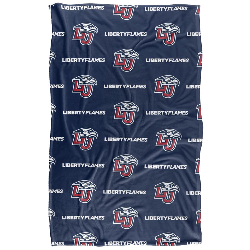 Liberty University Flames - Manta de 36 x 58 pulgadas, patrón de logotipo, tacto sedoso súper suave