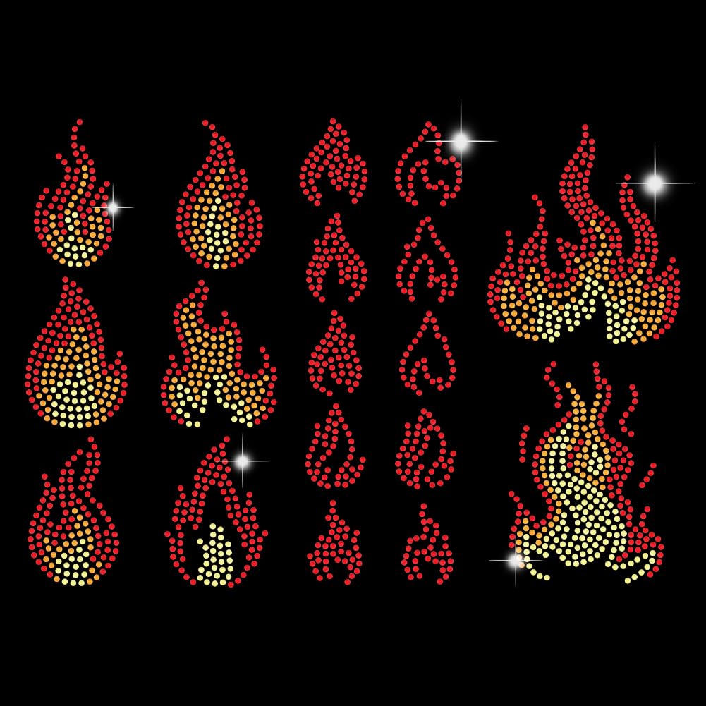 Transfert thermocollant strass vêtement et motif petites flammes pour customisation