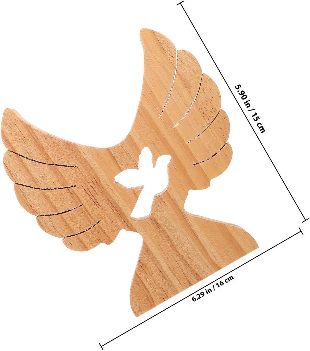 Wooden Angel Cross Sculpture Desktop Decor for Baptism Gift image 2