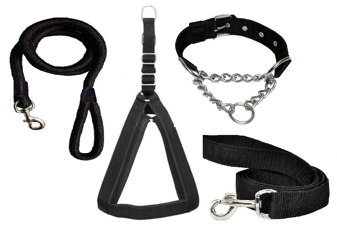 Hachiko Dog Padded Body Belt Harness+Choke Collar+Leash+Rope for All Medium Breed Dogs(Combo of 4) (B09JP841B9) Amazon Price History, Amazon Price Tracker