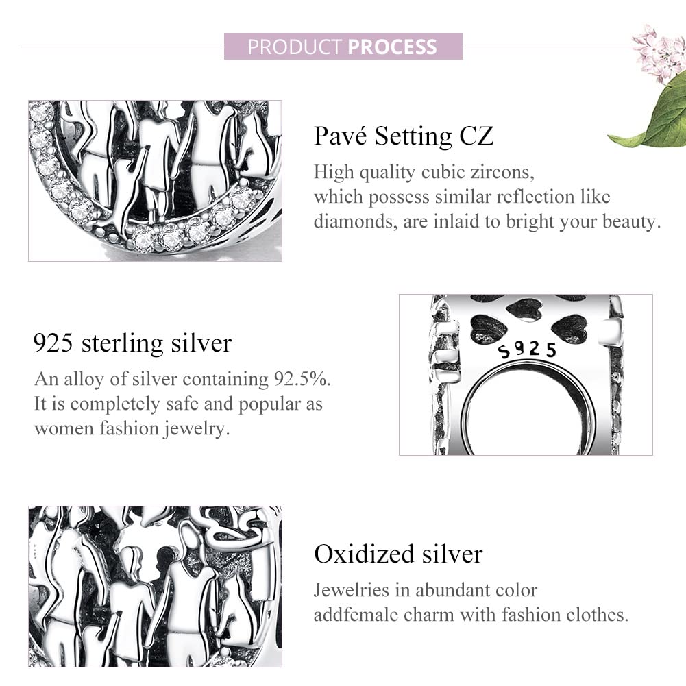Generic 925 srebro mężczyźni i kobiety rodzinne serce miłość Charms wisiorek fit kobiety DIY Making bransoletka i bransoletka koraliki w kształcie serca