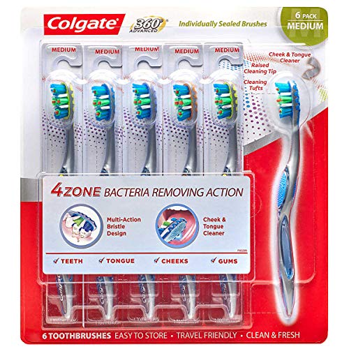Colgate Total Advanced 4 Zone Toothbrush Medium, 6-pack