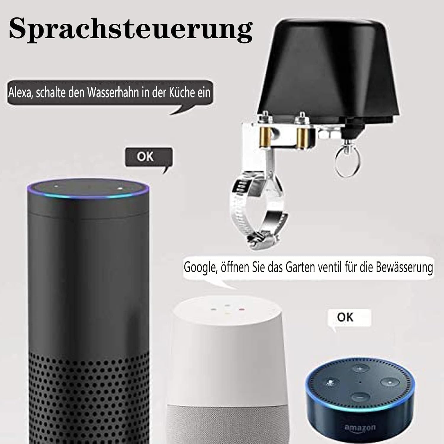 UseeLink Valvola dell'acqua intelligente, controllo valvola Zigbee, controllo irrigazione, valvola di intercettazione dell'acqua, compatibile con Alexa e Google, richiede Zigbee Hub