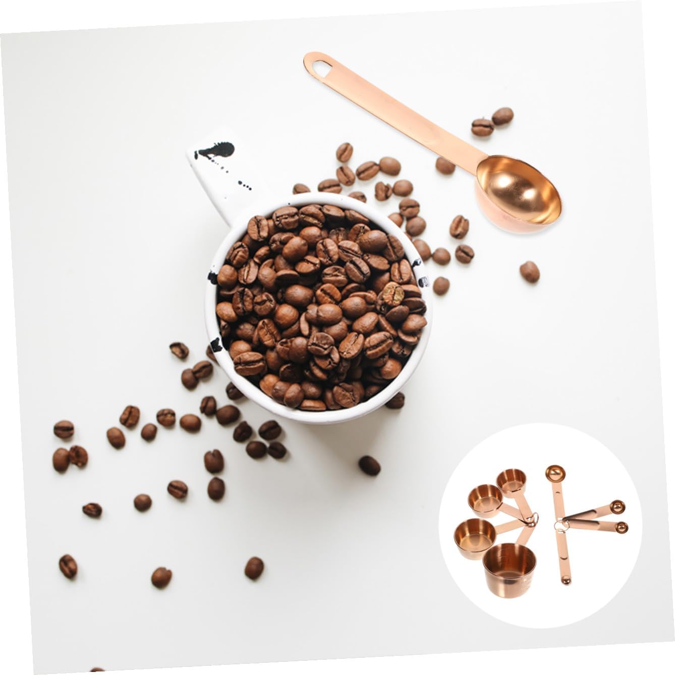 PRETYZOOM 1set Stainless Steel Measuring Spoons and Cups Baking and Spoon Kit and for Spices Flour Sugar Handle for Easy Scooping