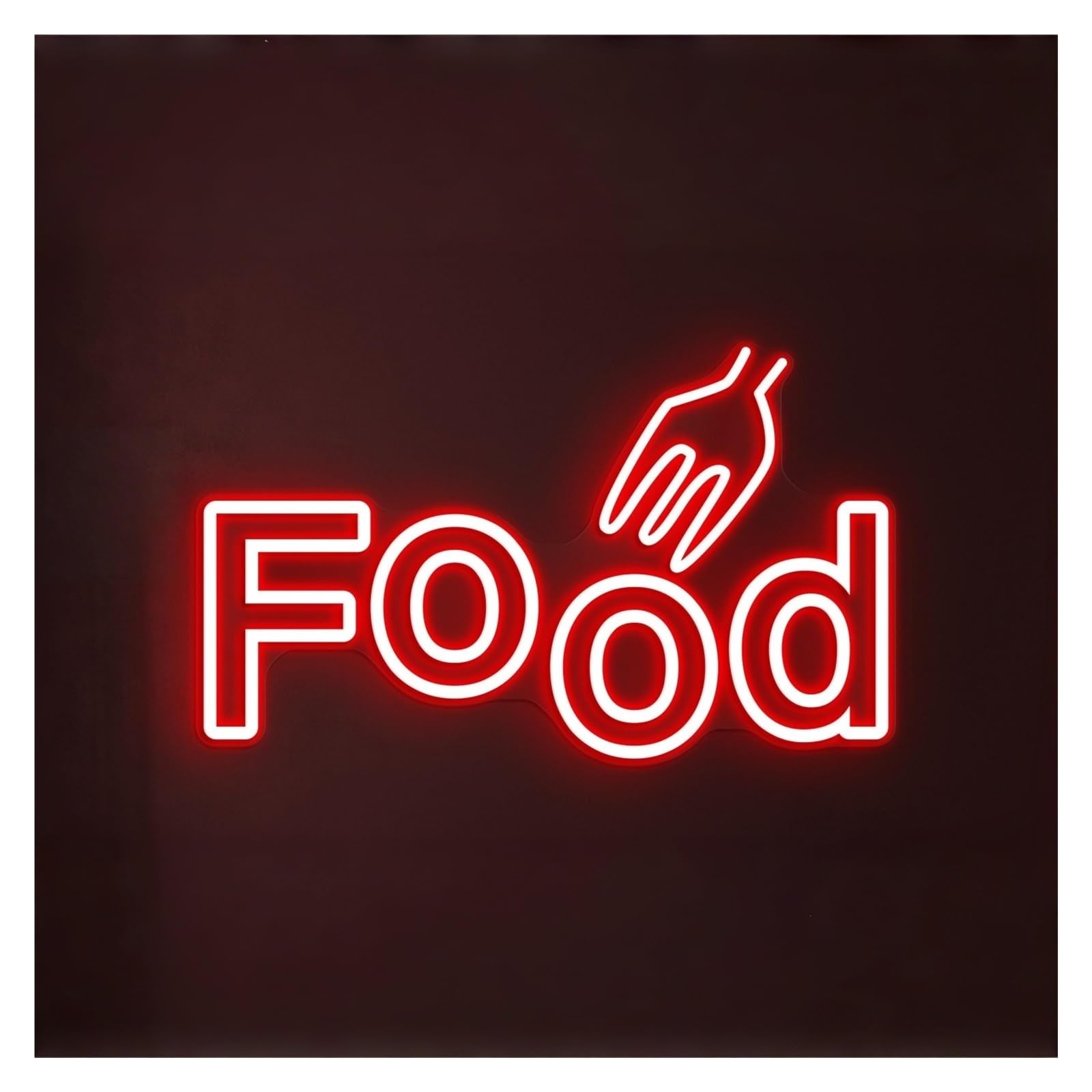 Hanging Art Neon Signs Fork Food Neon Sign, Suitable For Restaurant Decor With Brightness Adjustable 50cm(Red)