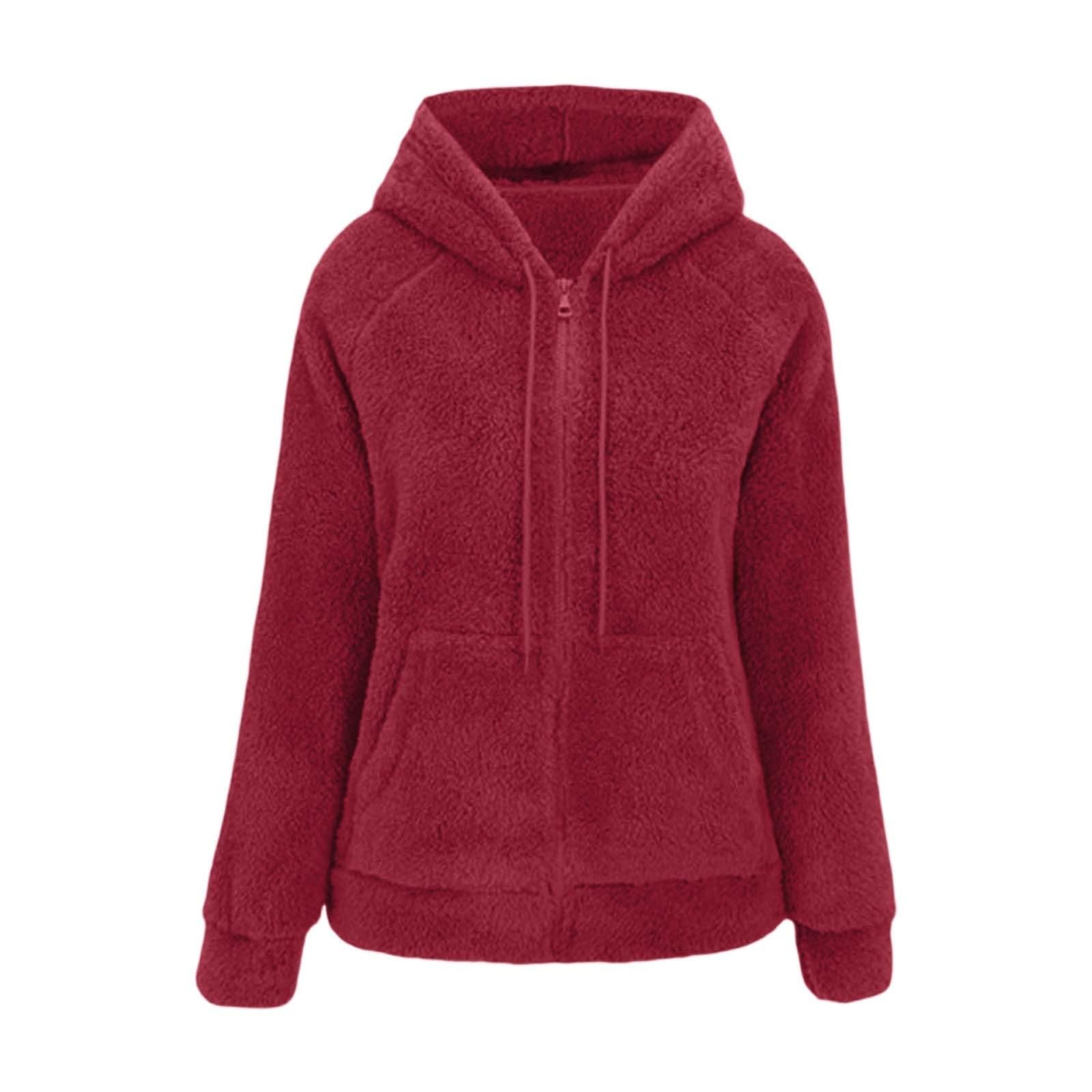 Sudadera con capucha y forro polar térmico con cremallera chaqueta roja S 4