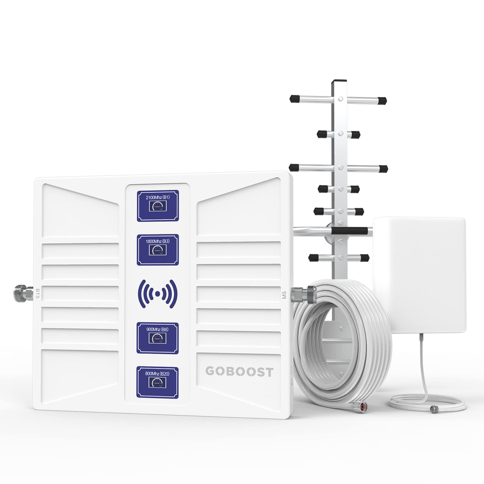 2G 3G 4G LTE Cell Phone Signal Booster for Home Band 1/3/8/20 Cell Phone Booster 800/900/1800/2100MHz Cell Booster Up to 4,500 sq.ft