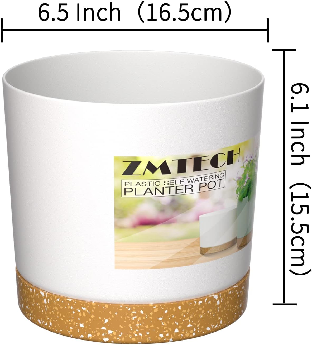 ZMTECH 16.5cm Plant Pots, Modern Planters with Drainage Holes and Detachable Saucer - Image 4