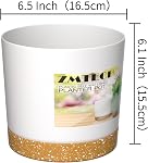 ZMTECH Plant Pots, Set of 6 6.5'' Self Watering Plastic Planter with Drainage Hole and Saucer,Modern Decorative Flower Pot for Indoor Outdoor House Plants, Succulents, Flowers - White