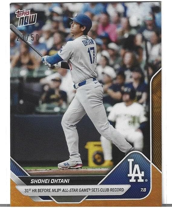 2025 Shohei Ohtani Short Print Gold Parallel Foil SP Serial Numbered 23/50 Baseball Card #403 Sets Team Record With 31st Home run Before All Star Break